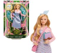 Mattel Bambola universale Wicked Glinda alla moda e accessori con capelli biondi acconciati, disposizione e look uniforme scolastica rimovibile