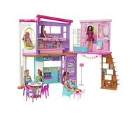Barbie Casa di Malibu (106 cm) playset casa delle bambole con 2 piani, 6 stanze, ascensore altalena e più di 30 pezzi, Giocattolo per Bambini 3+ Anni