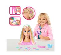 Barbie - Styling Head Deluxe, capelli biondi con oltre 20 accessori per acconciature, fermagli per capelli a stella o farfalla cambia colore, giocattolo per bambini, 3+ anni, JFG81