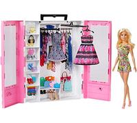 MATTEL Barbie Fashionista - Armadietto portatile con bambola, vestiti, accessori e accessori per bambole, regalo per bambine e bambini dai 3 ai 9 anni GBK12