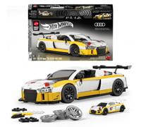 mattel brick shop hot wheels - '15 audi r8 lms serie elite, set da costruire con 820 pezzi, dettagli realistici e adesivi per personalizzare l'auto