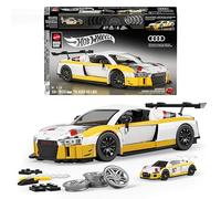 mattel brick shop hot wheels - '15 audi r8 lms serie elite, set da costruire con 820 pezzi, dettagli realistici e adesivi per personalizzare l'auto