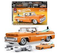 Mattel Brick Shop Hot Wheels Serie Elite set da costruire, Custom ’62 Chevy Pickup, 858 pezzi, adesivi per personalizzare l'auto, per collezionisti adulti e bambini dai 10 anni in su, JFT20
