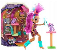 MATTEL-CAVE CLUB-BAMBOLA SNODATA PREISTORICA ROARALAI+FERRELL GATTINO+ACCESSORI