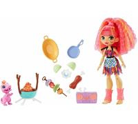 MATTEL-CAVE CLUB-MERENDA PREISTORICA-BAMBOLA SNODATA EMBERLY+DINOSAURO+ACCESSORI