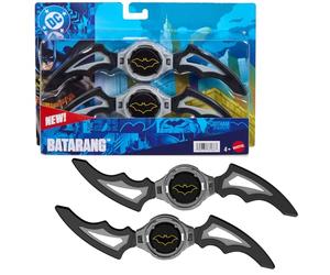 Mattel DC Premiere Batarang Gioco di ruolo, confezione da 2 | Giocattolo stile boomerang dall'iconica arma di Batman, 20 cm, uso modulare su veicoli Batlink, JMD54