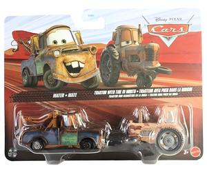Mattel Disney Cars 2025 - Confezione da 2 in scala 1:55 con Mater e Trattore con Pneumatico in Bocca