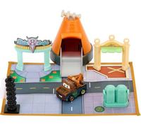 Mattel Disney e Pixar Cars Mini Racers Playset, Molle Radiatore On-the-Go con 1 Mini Auto Giocattolo, Accessori & Custodia Portatile