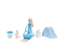 Mattel Disney Frozen - Parco Giochi delle Nevi, set ispirato al film con bambola Elsa in camicia da notte, pasta per modellare, stampo di Olaf, slitta e accessori inclusi, JJP87