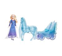 Mattel Disney Frozen - Carrozza delle Avventure di Elsa & Nokk, playset con bambola Elsa alla moda con abito e scarpe rimovibili, cavallo magico e carrozza, giocattolo per bambini, 3+ anni, JBG56