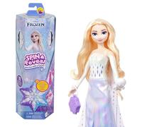 Mattel Disney Frozen - Elsa Spin & Reveal, set con bambola e 11 sorprese da scoprire, 5 accessori e 5 adesivi inclusi, look ispirato al film Disney, giocattolo per bambini, 3+ anni, HTG25
