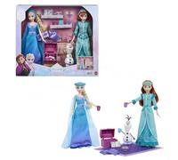 Mattel Disney Frozen - Pigiama Party tra Sorelle, set con bambole Anna e Elsa, personaggio Olaf e 12 accessori a tema inclusi tra cui camicie da notte e pantofole, JML08