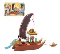 Mattel Disney JBT54 Moana 2 giocattoli, moana avventura canoa con canoa galleggiante, moana piccola bambola, 1 amico, 6 aree giochi e 10 accessori