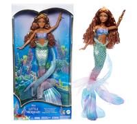 Mattel Disney La Sirenetta - Ariel Sirena Deluxe, bambola con coda iridescente, top metallizzato, perline per i capelli, piedistallo a forma di vortice, giocattolo per bambini, 6+ anni, HNF42