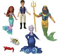 Mattel Disney La Sirenetta - Set Personaggi Avventura con 4 mini bambole e 2 accessori per ogni personaggio, amici Flounder e Sebastian inclusi, giocattolo per bambini, 3+ anni, HLX19