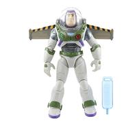 Mattel Disney Pixar Buzz l'Lightning, statuetta articolata Buzz La lampo e il suo Jet Pack (30 cm), statuetta parlante (versione francese), con trascinamento di vapore, giocattolo per bambini, dai 4