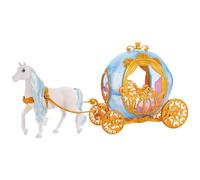 Disney princess - carrozza di cenerentola, playset mobile con dettagli dorati e cavallo bianco con criniera e coda spazzolabili
