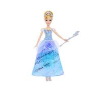 Mattel disney princess - cenerentola ballo incantato, bambola ispirata al film con abito che si illumina e bacchetta magica con suoni