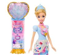 Mattel Disney Princess - Cenerentola Jewel Reveal, bambola ispirata al film con 9 accessori a sorpresa tra cui portagioie a forma di cuore e anello indossabile, 3+ anni, JHL50