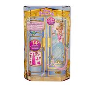 Disney princess - cenerentola royal fashion reveal, bambola con mini personaggio, 12 abiti e accessori a sorpresa inclusi, ispirati ai film disney, 3+ anni, hmk53