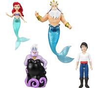 Mattel Disney Princess, Confezione da 4 mini bambole con la Sirenetta Ariel, il Principe Eric, Ursula e Re Tritone, con accessorio tridente, ispirata al film, JHG84