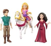 Mattel Disney Princess - Set Personaggi Rapunzel, 4 mini bambole ispirate al film, Rapunzel, Flynn Rider, Madre Gothel e il cavallo Maximus con sella, 3+ anni, JHG85