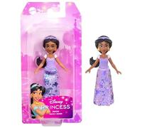 Mattel Disney Princess Jasmine Posable - Piccola bambola da collezione da 8,9 cm in abito viola lucido, ispirata al film Aladdin
