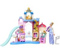 Mattel Disney Princess Pet Castle Playset & Cenerentola Fashion Doll con 7 aree gioco, 2 amici animali, mobili e 17 accessori, Pet Palace