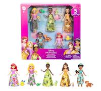 Mattel Disney Princess - Principessa e Amico Multipack, set con 5 mini bambole snodate e 5 personaggi amici abbinati, ispirati ai film Disney, giocattolo per bambini, 3+ anni, JBL33