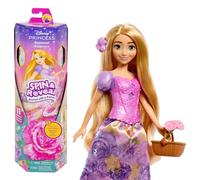 Mattel Disney Princess - Rapunzel Spin & Reveal, set con bambola e 11 sorprese da scoprire, 5 accessori e 5 adesivi inclusi, look ispirato al film Disney, giocattolo per bambini, 3+ anni, HTV86