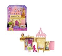 Disney princess - set componibili il castello di belle, playset trasportabile con bambola belle, 4 amici e tanti accessori, giocattolo per bambini, 3+ anni, hlw94