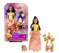 Mattel Disney Princess - Set da te' di Belle playset e bambola Belle con vestiti scintillanti, con amici e vivande, Giocattolo per Bambini 3+ Anni, HLW20