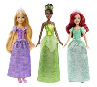 Mattel Disney Princess - Set di 3 bambole con abiti scintillanti e accessori inclusi, Ariel, Repunzel e Tiana con i look ispirati ai film Disney, giocattolo per bambini, 3+ anni, HLW45