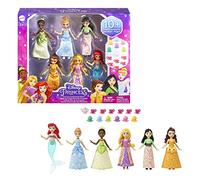 Mattel Disney Princess - Set Principesse Festa a Palazzo, 6 piccole bambole snodate con abiti scintillanti e 13 accessori per l'ora del tè, Giocattolo per Bambini 3+ Anni, HLW91