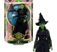 Mattel Elphaba - Bambola alla moda universale Wicked Elphaba con pelle verde, capelli neri intrecciati, possibilità di posizionamento e look da sala da ballo rimovibile