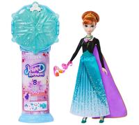 Mattel Bambola Anna Frozen – Sorpresa di cristallo di ghiaccio, 9 accessori, 8 sorprese, anello