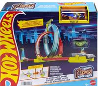 Hot Wheels Neon Speeders Laser Stunt Track Set con Auto Inclusa