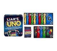 Mattel Games - Liar's UNO, nuova versione dell'iconico gioco in scatola da viaggio con bluff e trucchetti, inganna gli altri giocatori e fai dubitare i tuo avversari per vincere, 7+ anni, JLH68