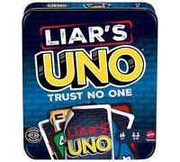 Mattel Games - Liar's UNO, nuova versione dell'iconico gioco in scatola da viaggio con bluff e trucchetti, inganna gli altri giocatori e fai dubitare i tuo avversari per vincere, 7+ anni, JLH68