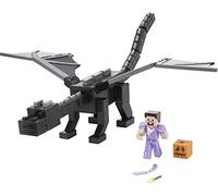 Mattel Games, Minecraft- Personaggio Enderdrago Sputafuoco da 51cm e Steve che Cambia Colore, Accessori da Battaglia, Giocattolo per Bambini 6+Anni, GYR76
