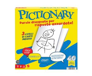 Mattel Games Pictionary Gioco da Tavolo, 8+ anni, 2 Squadre | Iconico gioco da tavola disegna e indovina, 3 livelli di indizi, bambini, ragazzi, gruppi e famiglie, in italiano, JDY01