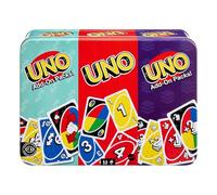 Mattel Games UNO, gioco di carte con 2 Add-On Packs e confezione di latta da collezione per bambini, adulti e serate giochi in famiglia. Da 2 a 10 giocatori, JCV60