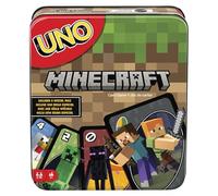 Mattel Games - UNO Minecraft, edizione di UNO ispirata al videogioco Minecraft con carte speciali a tema e scatola di latta dall'iconico design pixelato, HJC88