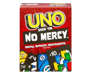 Mattel Games UNO Show ‘Em No Mercy, Gioco di Carte 7+ Anni, 2-6 Giocatori | Include carte extra, regole speciali e penalità più severe per bambini, ragazzi e famiglie, 7+ anni, 2-6 giocatori, HWV18