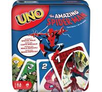 Mattel Games Uno The Amazing Spider-Man - Gioco di carte in scatola di latta per bambini, adulti e famiglia, con mazzo e regole speciali