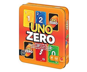 Mattel Games UNO Zero Gioco di Carte, 7+ anni, 2-8 giocatori | Serve un punteggio basso per vincere. Confezione in metallo. Per bambini, ragazzi e famiglie, 7+ anni, 2-10 giocatori, JLK16