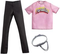 Mattel GRC74 Barbie Ken Fashion Look con pantalone a righe, maglietta Pink Parad