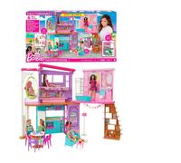 Barbie Casa di Malibu (106 cm) playset casa delle bambole con 2 piani, 6 stanze, ascensore altalena e più di 30 pezzi, Giocattolo per Bambini 3+ Anni