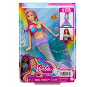 Barbie Dreamtopia Sirena Luci Scintillanti Bambola Bionda con Coda che si Illumina, Luci che si Attivano con Acqua e Capelli con Ciocche Rosa, Giocattolo per Bambini 3+ Anni