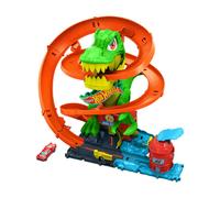 Hot Wheels City - T-Rex Battaglia Infuocata, playset stazione dei pompieri con d